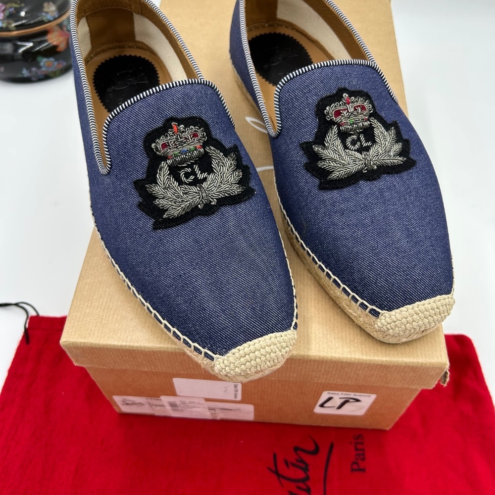 *****Men’s Christian Louboutin NANOU  espadrille blue denim size 42 Italy - Picture 7 of 10